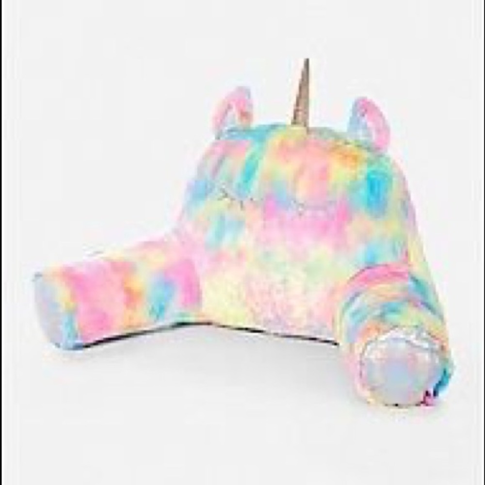 Rainbow Tie Dye Unicorn Faux Fur Backrest Pillow